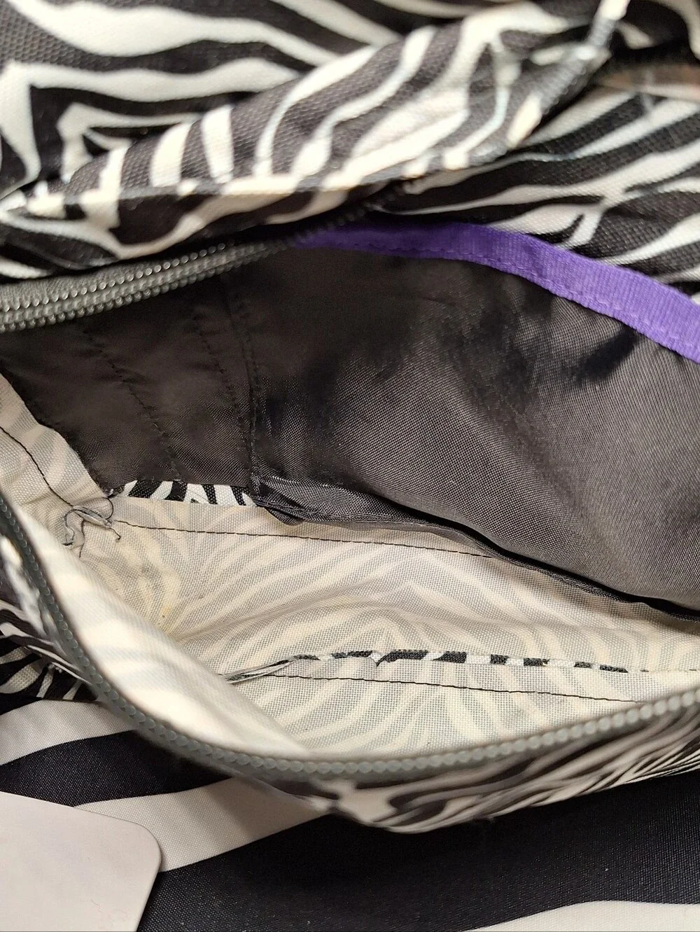 Jansport Backpack Zebra Black White w/ Purple Accents